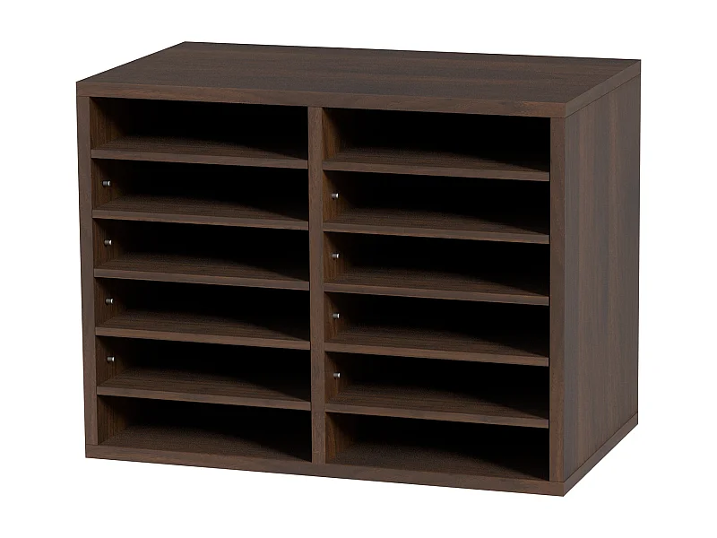 Schreibtisch-Organizer, SucceBuy Dokumenten-Organizer aus Holz, Verstellbarer Aktensortierer, 12 Fächer, Braun