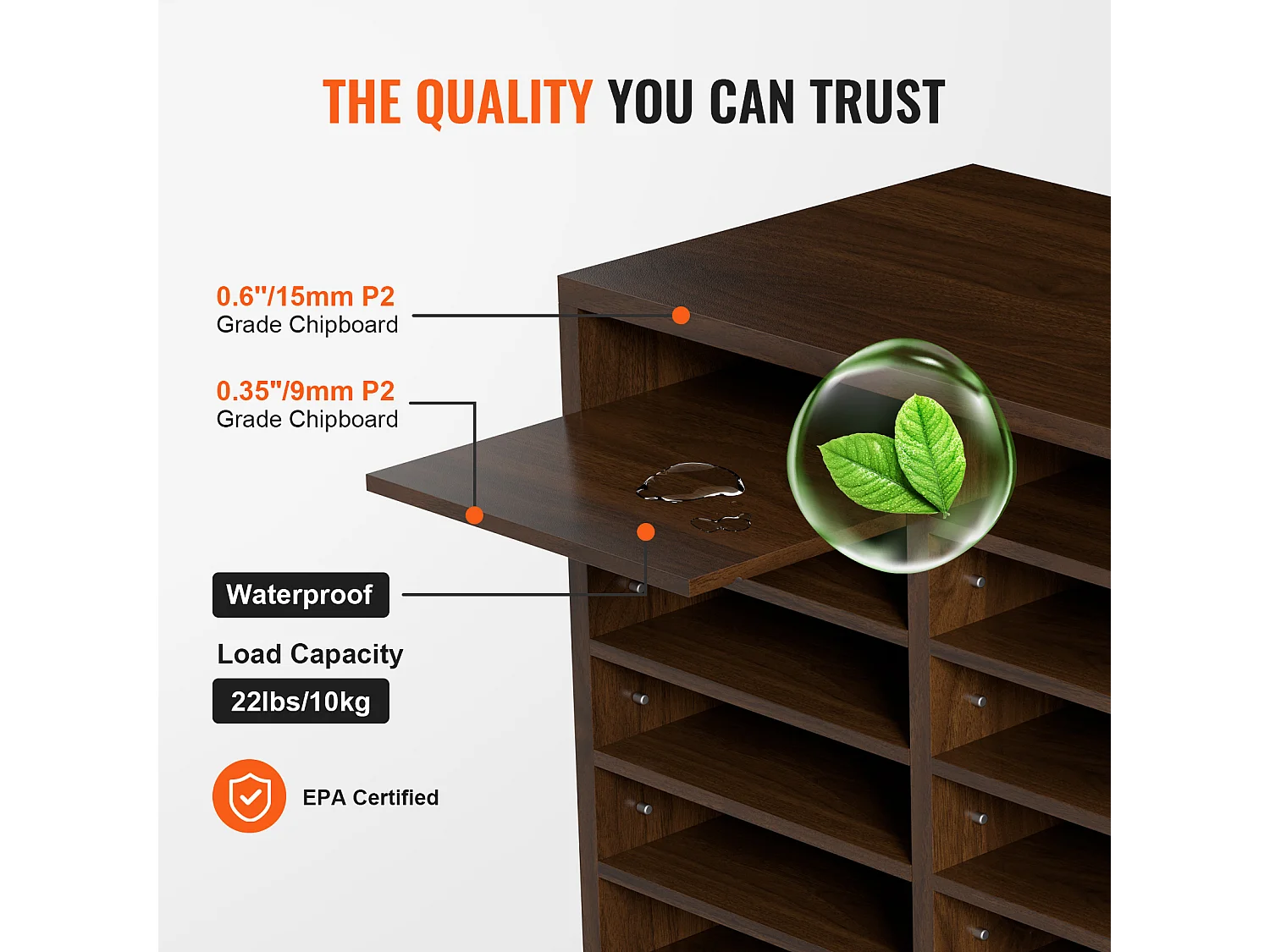 Organiseur de Bureau, SucceBuy Organiseur de Documents en Bois, Trieur de Dossiers Réglable, 12 Compartiments, Marron