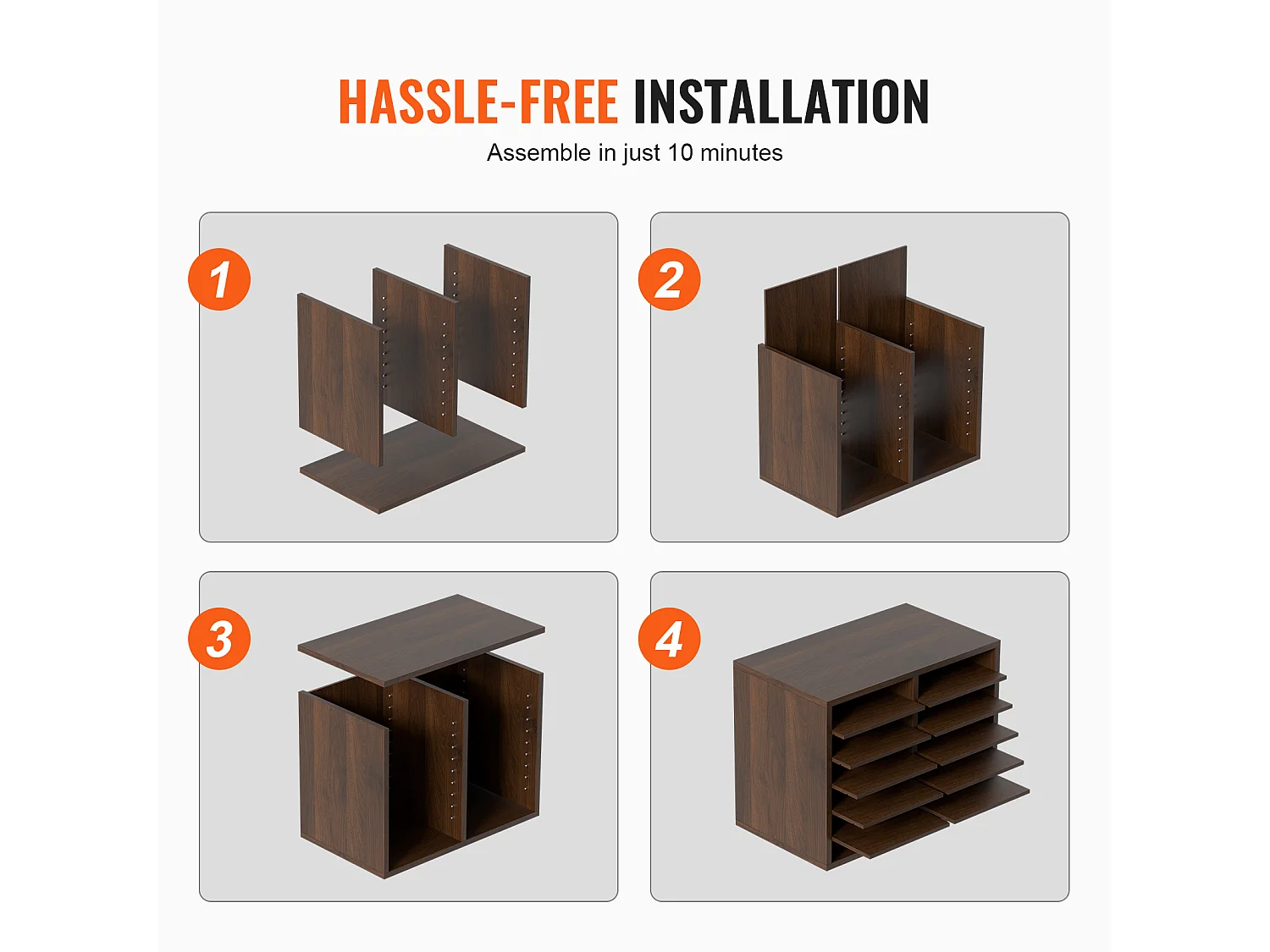 Organiseur de Bureau, SucceBuy Organiseur de Documents en Bois, Trieur de Dossiers Réglable, 12 Compartiments, Marron