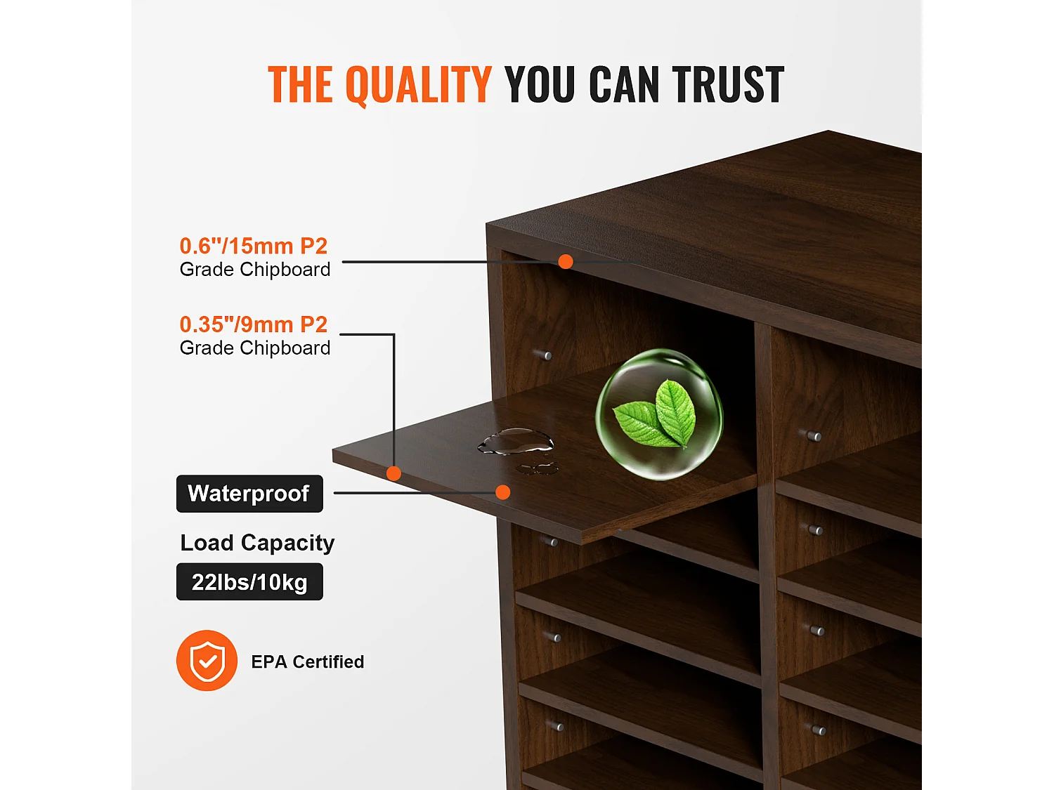 Organiseur de Bureau, SucceBuy Organiseur de Documents Réglable en Bois, Trieur de Dossiers à 24 Compartiments, Marron