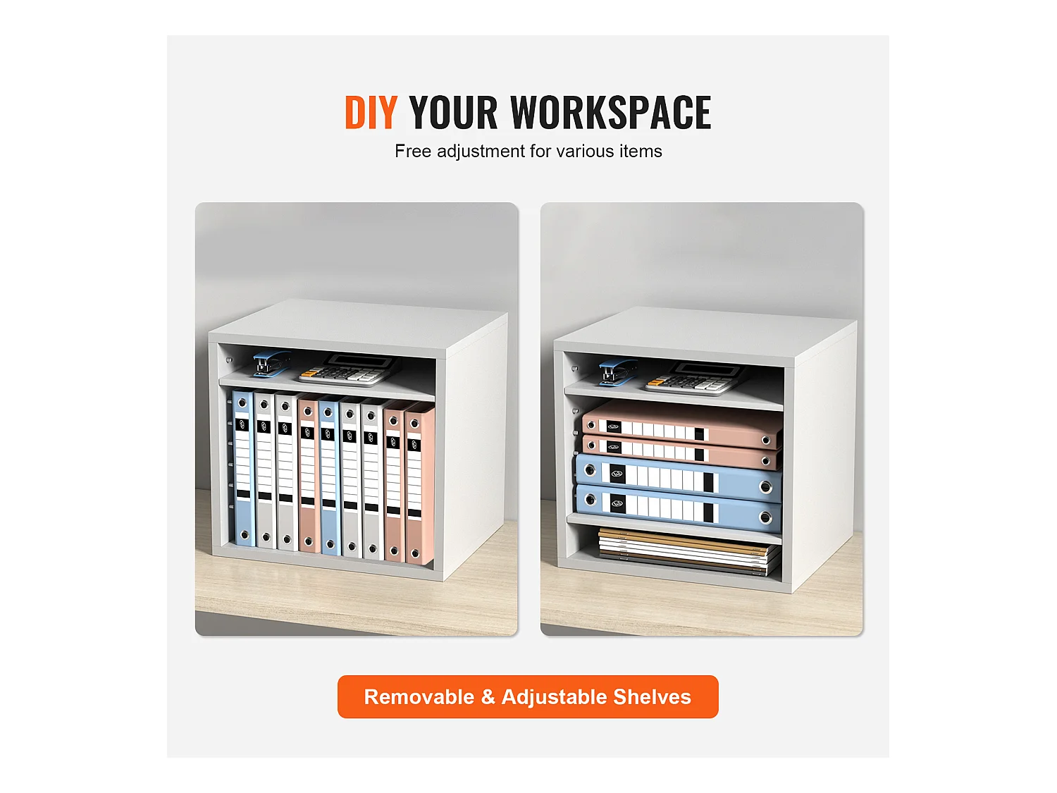 Organizador de Escritorio SucceBuy de Madera para Documentos, Clasificador de Archivos, 5 Compartimentos Ajustables, Color Blanco