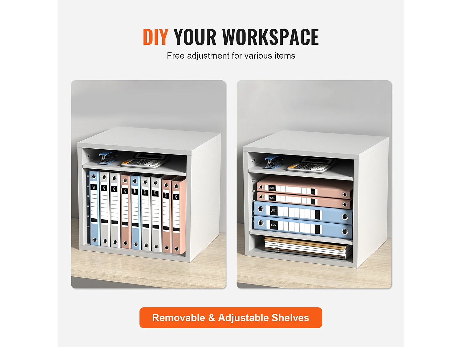 Organizador de Secretária, SucceBuy Organizador de Documentos em Madeira, Classificador de Arquivo, 5 Compartimentos Ajustáveis, Branco