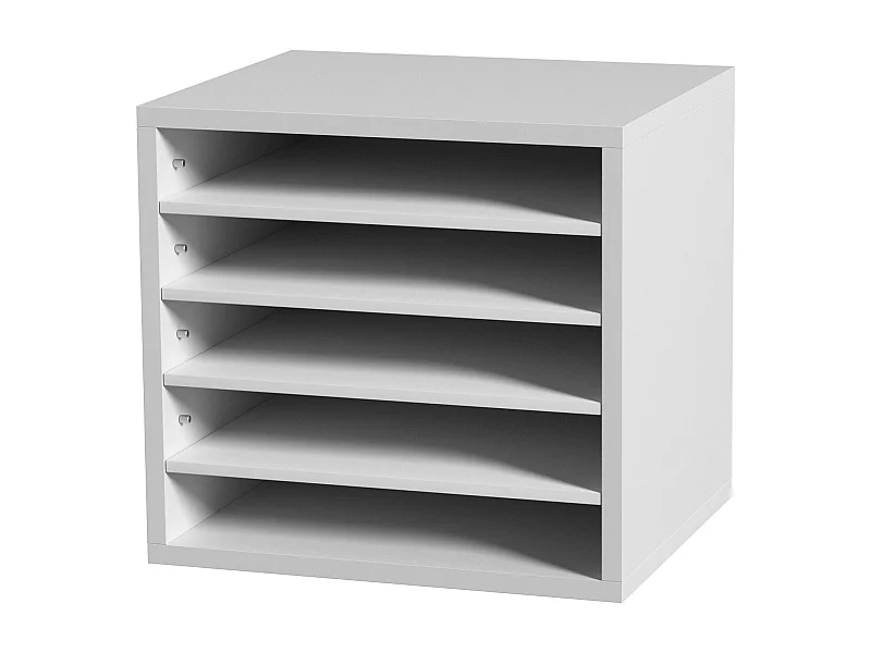Organiseur de Bureau, SucceBuy Organiseur de Documents en Bois, Trieur de Dossiers, 5 Compartiments Réglables, Blanc