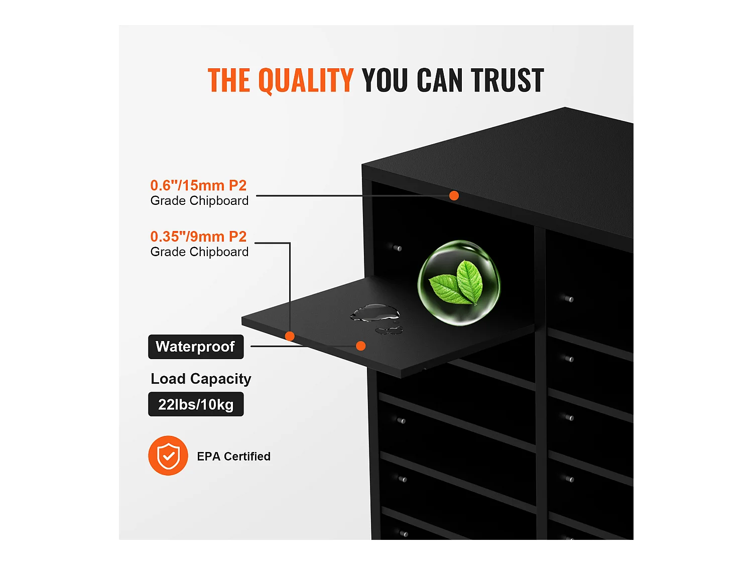 Organiseur de Bureau, SucceBuy Organiseur de Documents en Bois, 36 Compartiments, Trieur de Dossiers Réglable, Noir