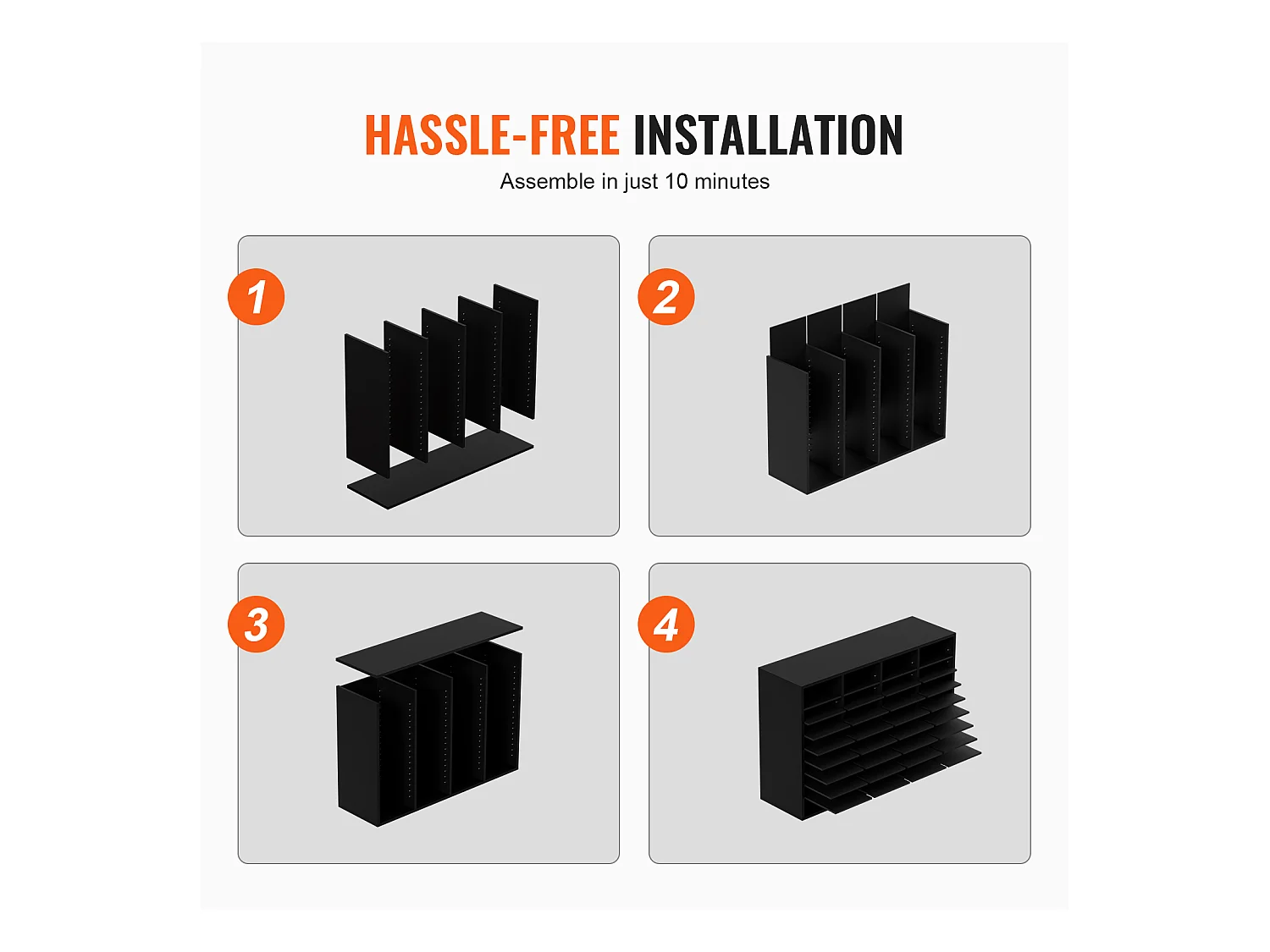 Organiseur de Bureau, SucceBuy Organiseur de Documents en Bois, 36 Compartiments, Trieur de Dossiers Réglable, Noir