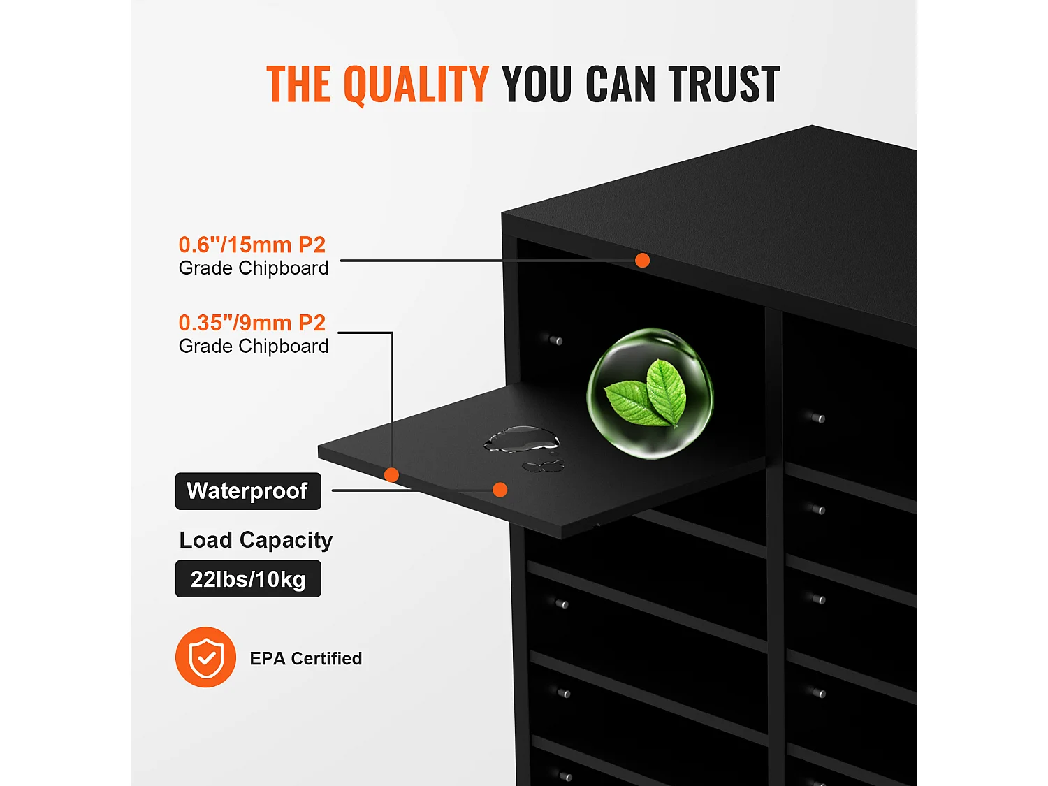 Organiseur de Bureau, SucceBuy Organiseur de Documents en Bois, 36 Compartiments, Trieur de Dossiers Réglable, Noir