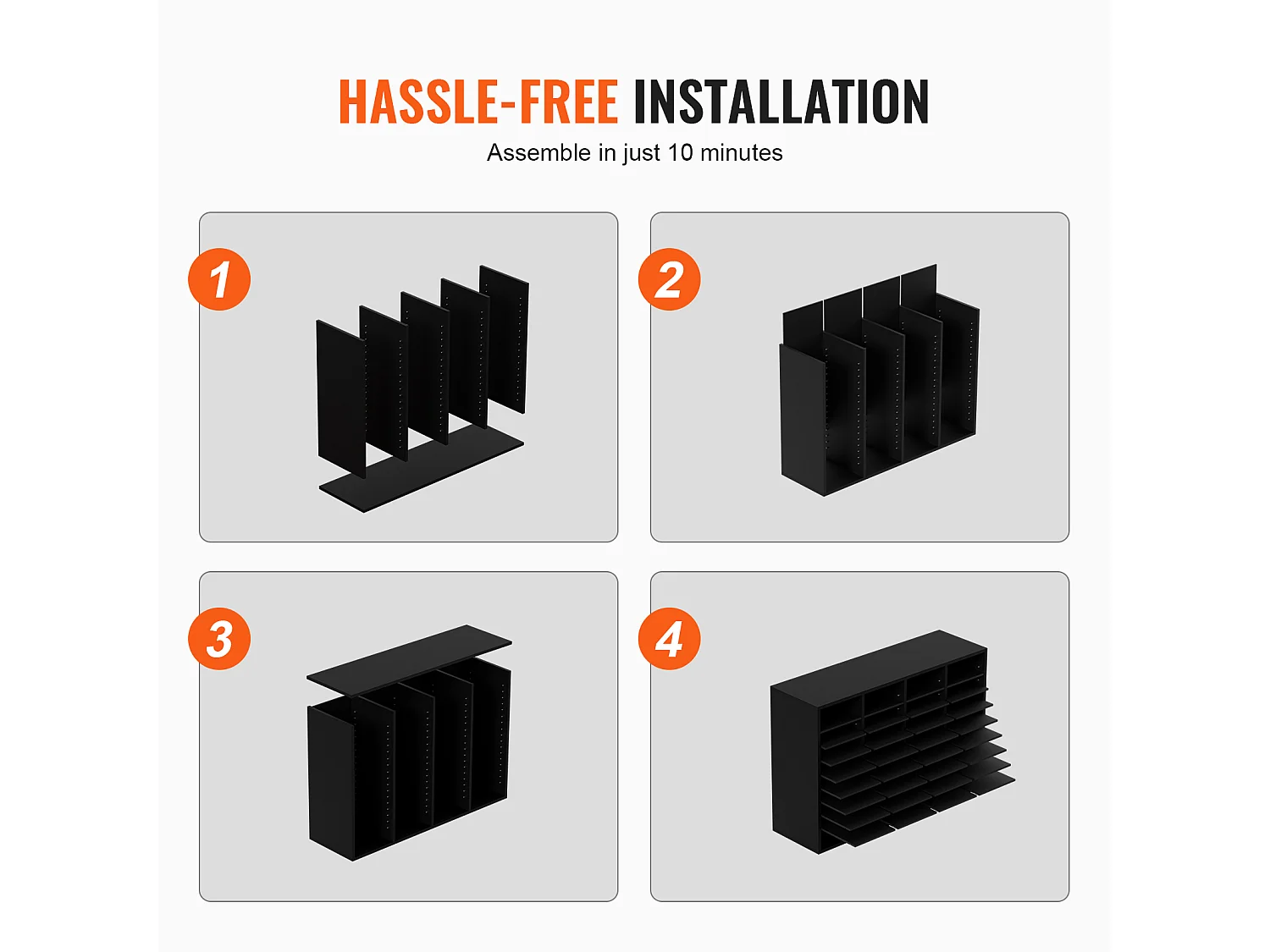 Organiseur de Bureau, SucceBuy Organiseur de Documents en Bois, 36 Compartiments, Trieur de Dossiers Réglable, Noir