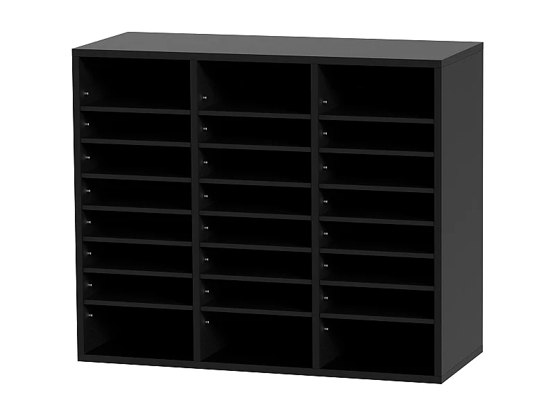 Schreibtisch-Organizer, SucceBuy Dokumenten-Organizer aus Holz, Verstellbarer Aktensortierer, 24 Fächer, Schwarz