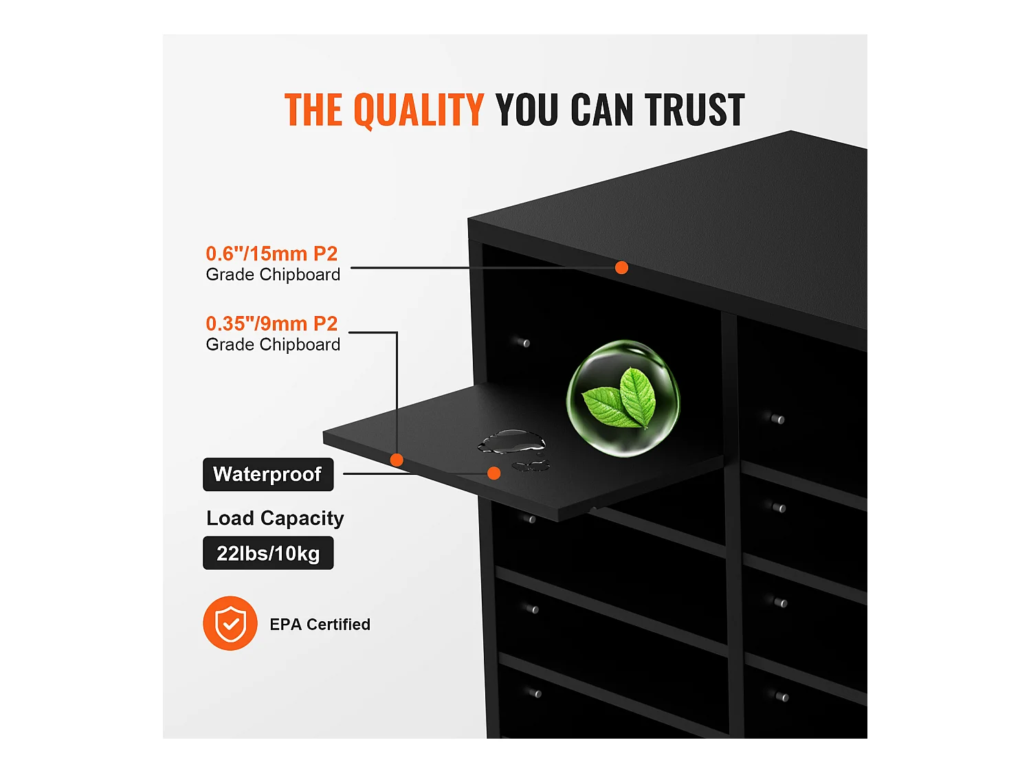 Organiseur de Bureau, SucceBuy Organiseur de Documents en Bois Trieur de Dossiers Réglable 24 Compartiments Noir