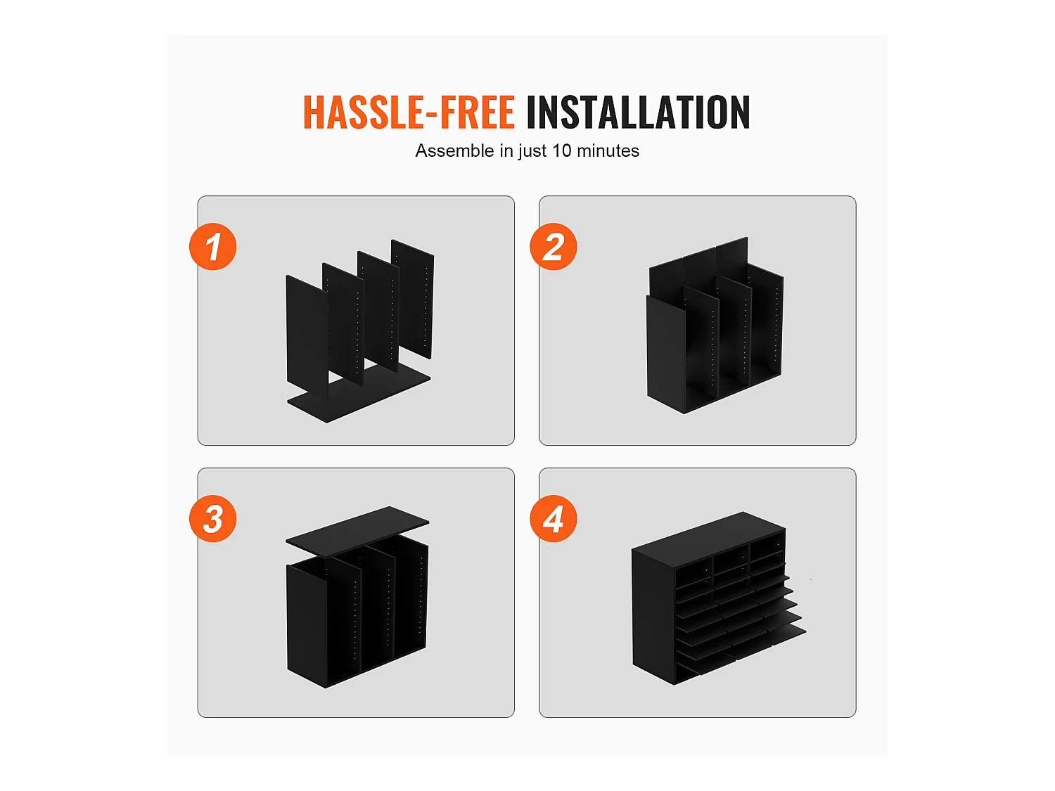 Organiseur de Bureau, SucceBuy Organiseur de Documents en Bois Trieur de Dossiers Réglable 24 Compartiments Noir