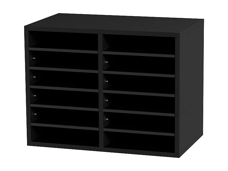 Schreibtisch-Organizer, SucceBuy Dokumenten-Organizer aus Holz, 12 Verstellbare Fächer, Schwarz