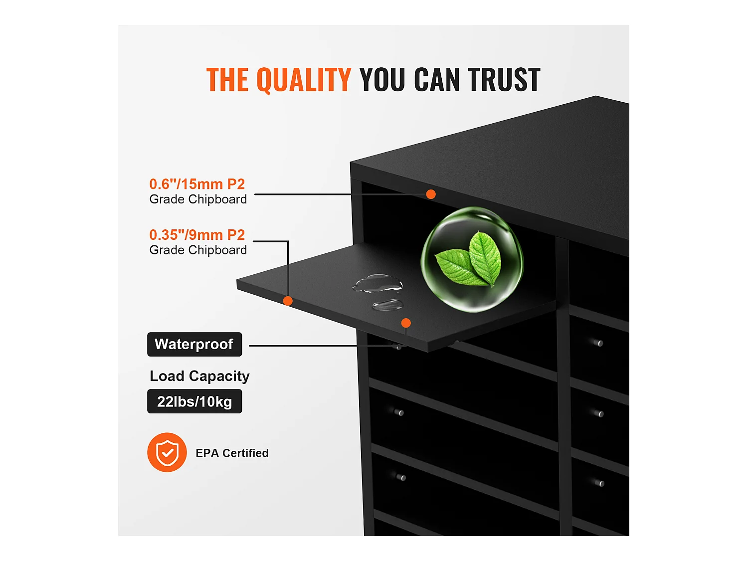 Organiseur de Bureau, SucceBuy Organiseur de Documents en Bois 12 Compartiments Réglables Noir