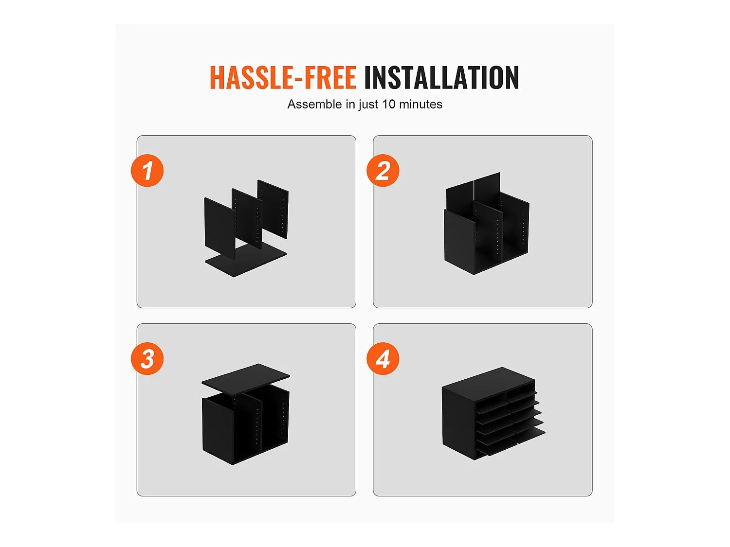 Organiseur de Bureau, SucceBuy Organiseur de Documents en Bois 12 Compartiments Réglables Noir