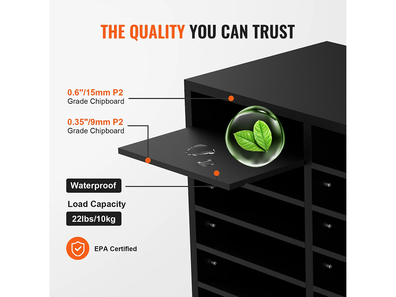 Organiseur de Bureau, SucceBuy Organiseur de Documents en Bois 12 Compartiments Réglables Noir