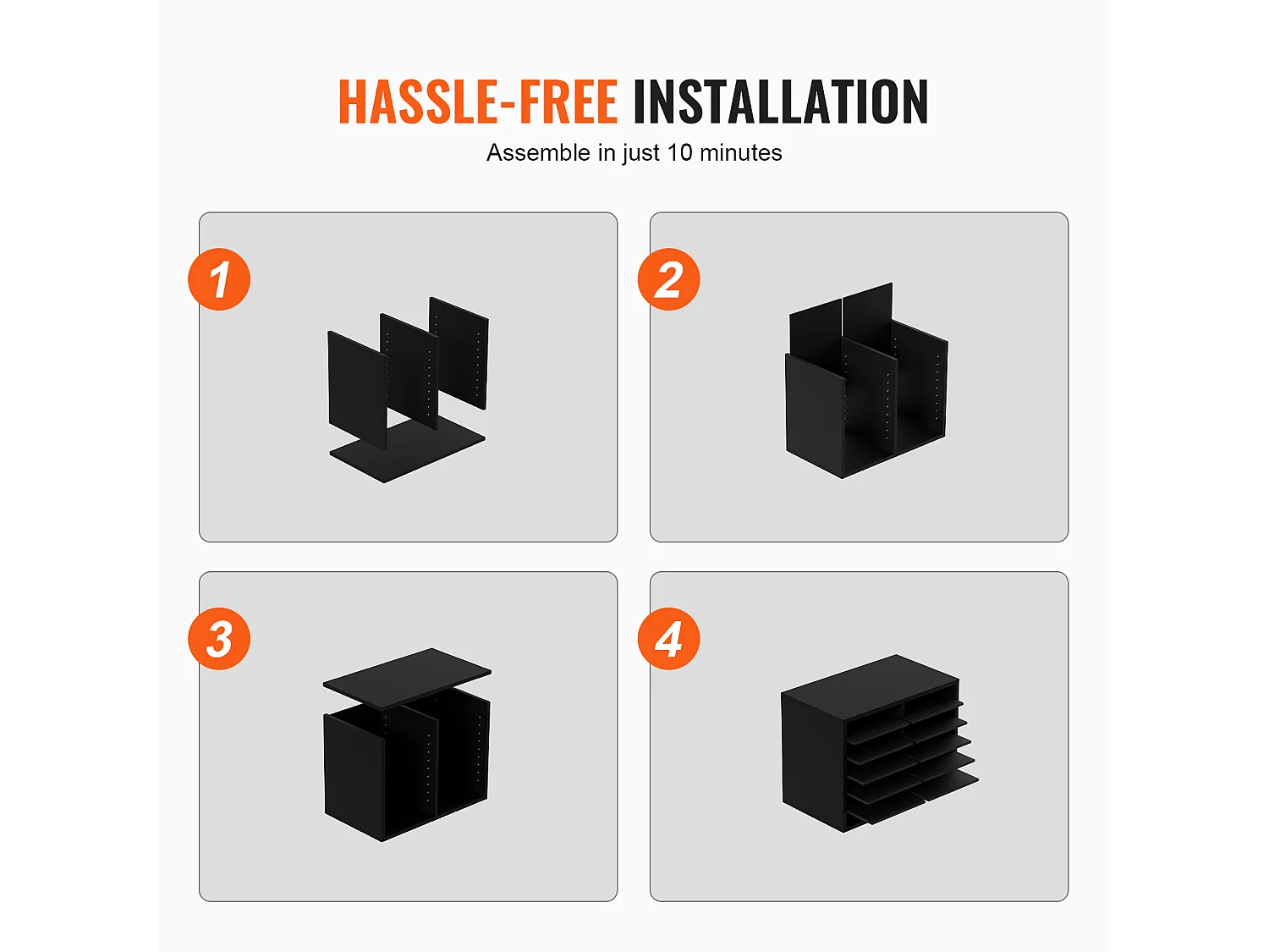 Organiseur de Bureau, SucceBuy Organiseur de Documents en Bois 12 Compartiments Réglables Noir