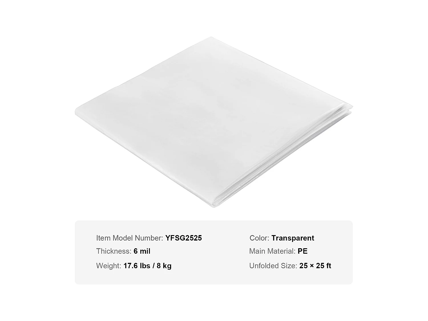 Film de Serre SucceBuy, Bâche en Plastique pour Serre 7.62 x 7.62 m 0.15 mm, Film Polyéthylène Transparent