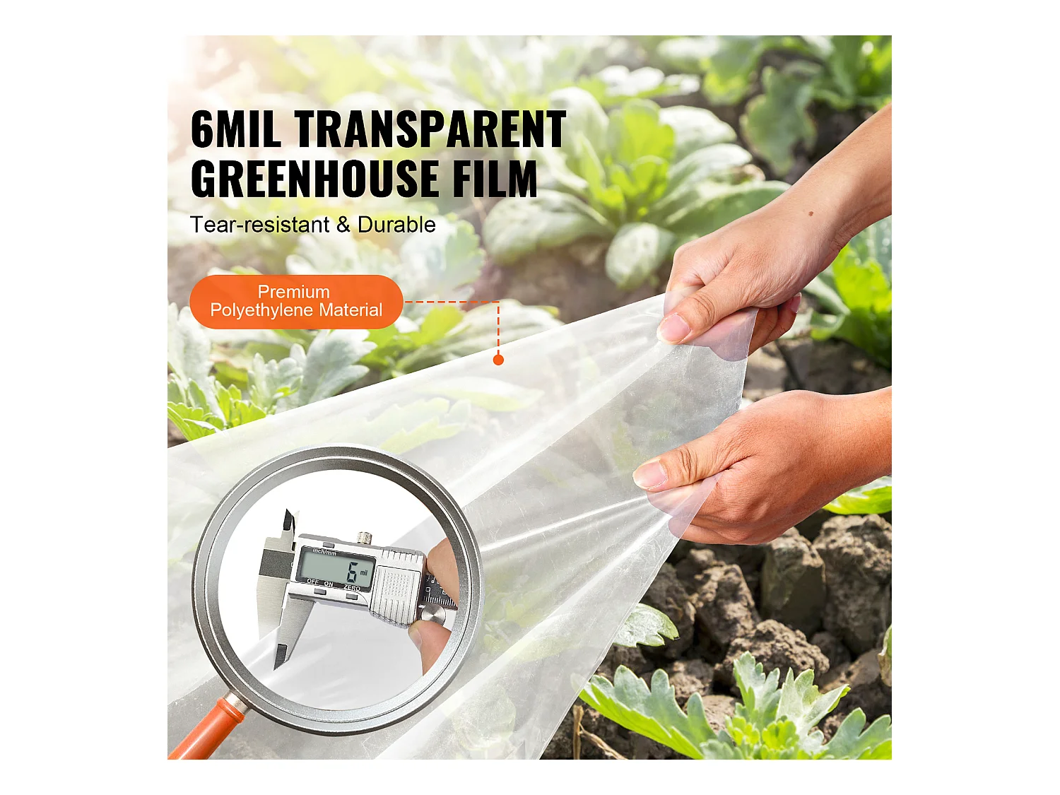 Film de Serre SucceBuy, Bâche en Plastique pour Serre 7.62 x 7.62 m 0.15 mm, Film Polyéthylène Transparent