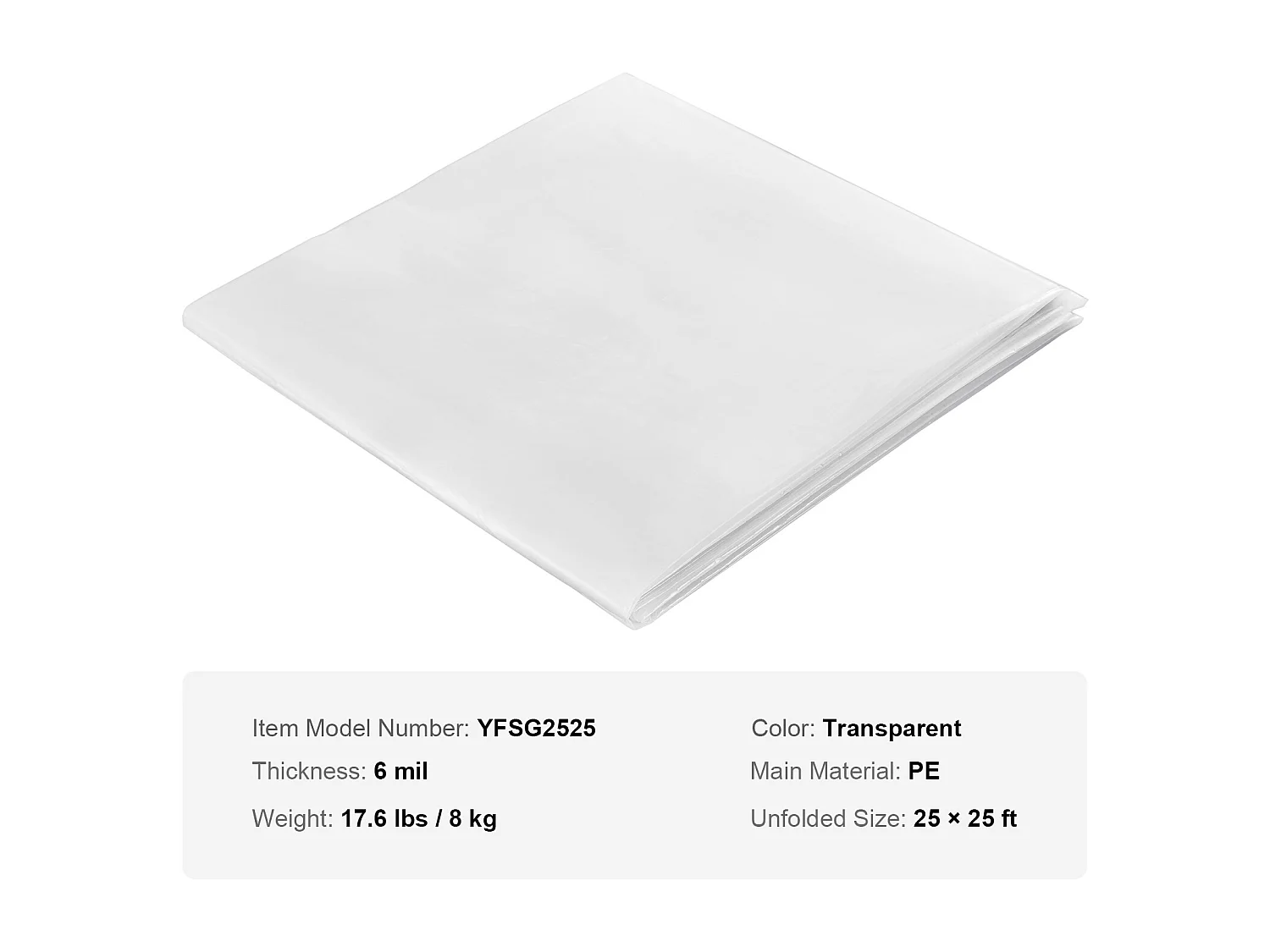 Film de Serre SucceBuy, Bâche en Plastique pour Serre 7.62 x 7.62 m 0.15 mm, Film Polyéthylène Transparent