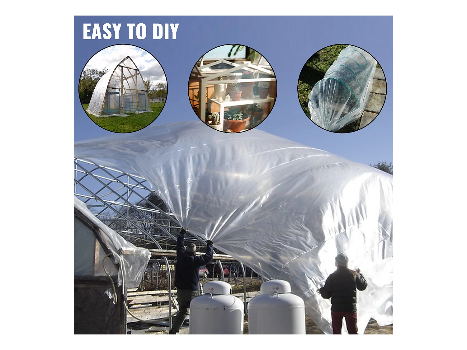 Film de Serre SucceBuy, 6 x 8.5 m, Plastique Polyéthylène pour Utilisation en Serre, Transparent, Polyéthylène Résistant aux UV