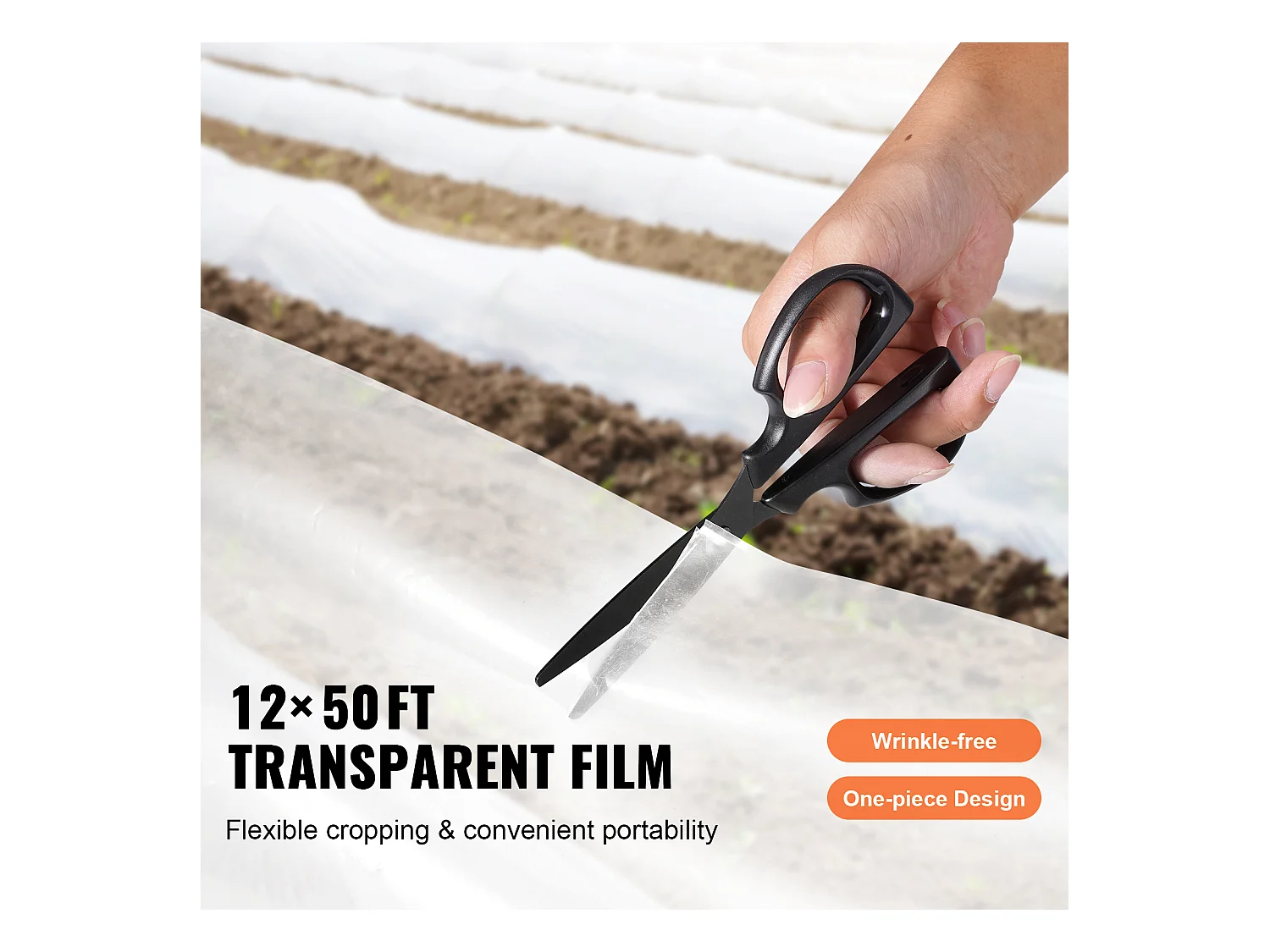 Film de Serre SucceBuy, Feuille de Plastique pour Serre, 3.66 x 15.24 m, 0.15 mm, Transparent, Idéal pour le Jardinage