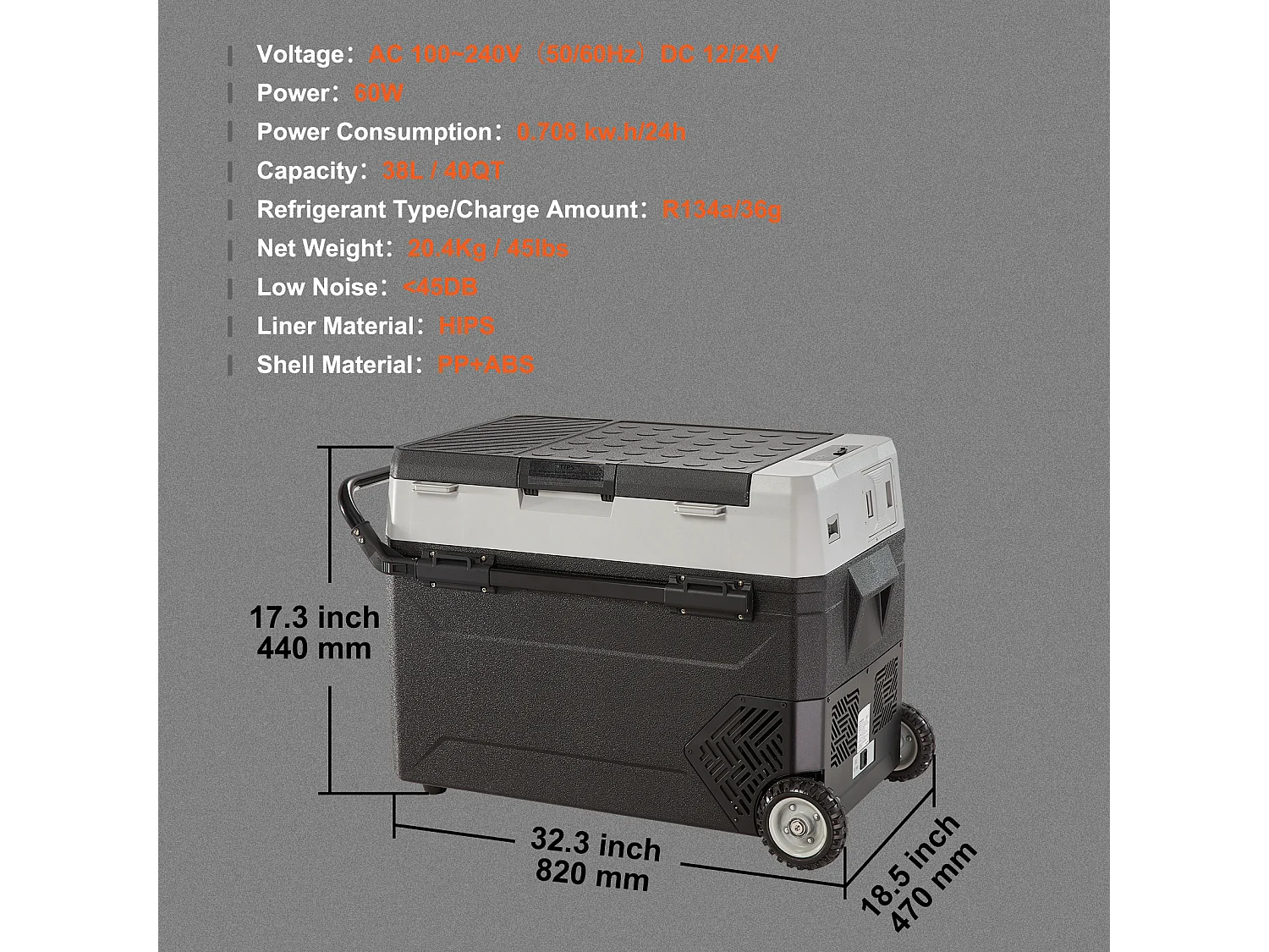 Réfrigérateur de Voiture SucceBuy Réfrigérateur Congélateur Portable pour Voiture 37.85L à Double Zone pour Voiture et Maison