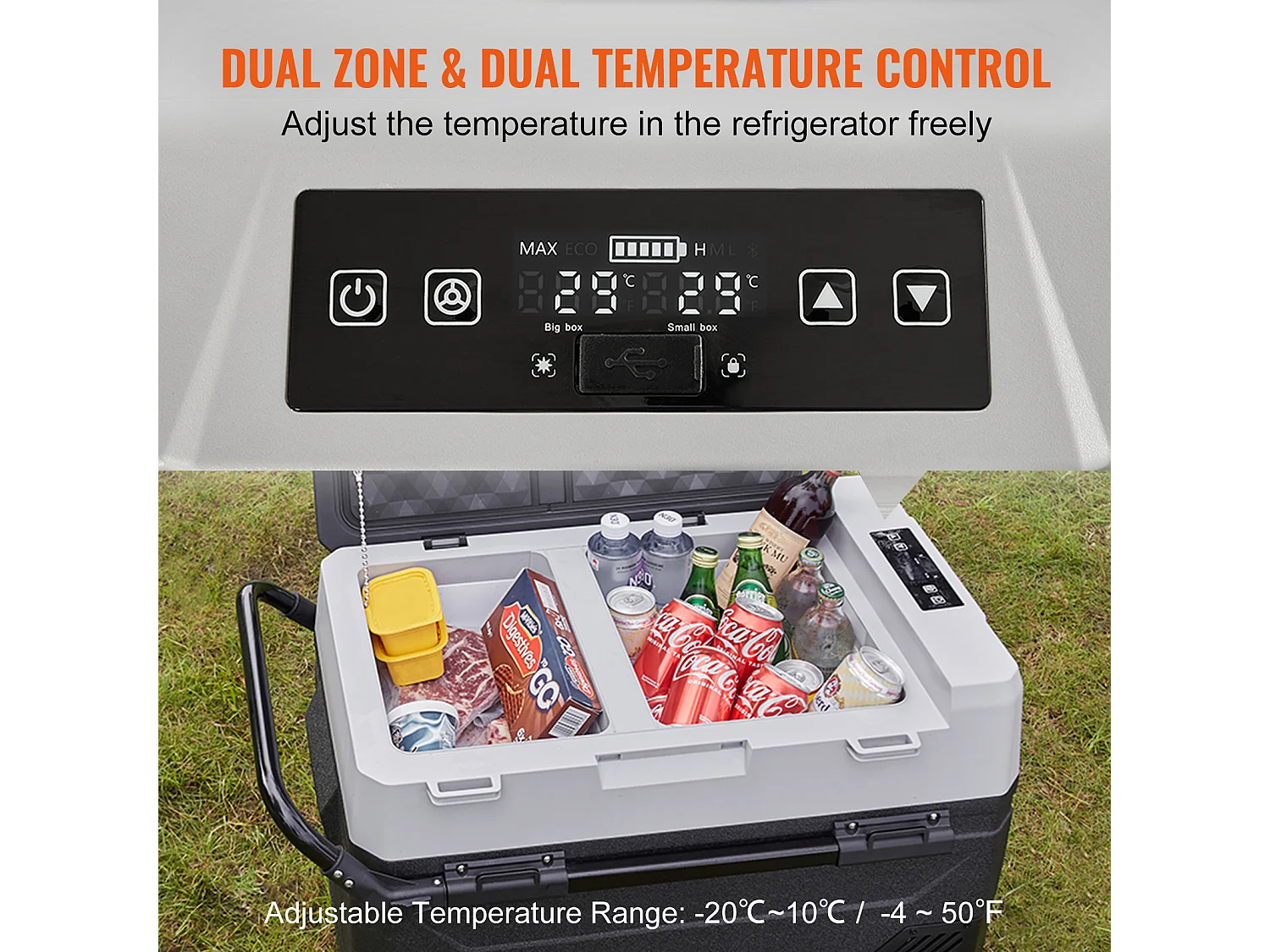 Réfrigérateur de Voiture SucceBuy Réfrigérateur Congélateur Portable pour Voiture 37.85L à Double Zone pour Voiture et Maison