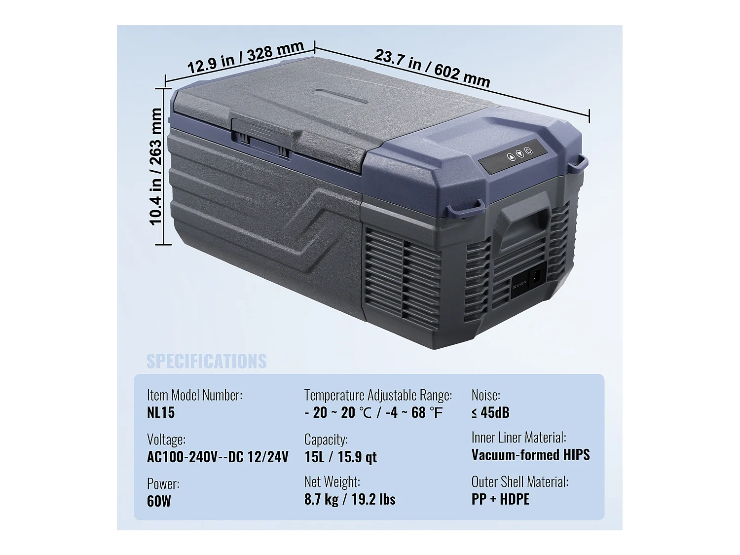 Réfrigérateur de Voiture SucceBuy Réfrigérateur de Voiture Portable 15L Zone Unique pour Voiture et Maison