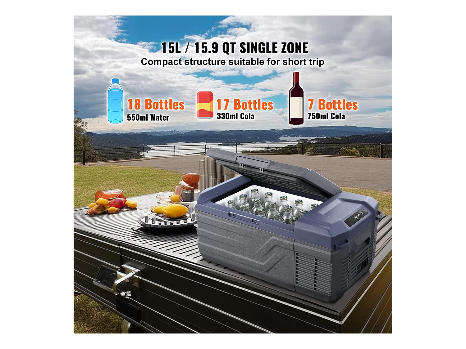 Réfrigérateur de Voiture SucceBuy Réfrigérateur de Voiture Portable 15L Zone Unique pour Voiture et Maison