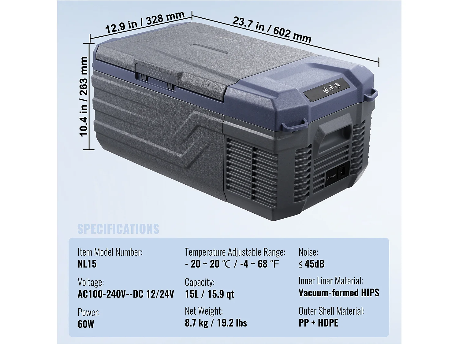 Lodówka Samochodowa SucceBuy 15L Przenośna Lodówka Samochodowa Jednostrefowa do Samochodu i Domu