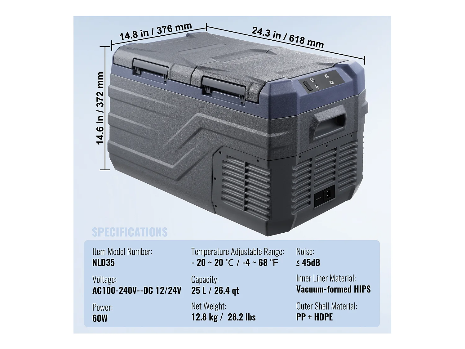Réfrigérateur de Voiture SucceBuy Réfrigérateur de Voiture Portable 25L à Double Zone pour la Maison et la Voiture