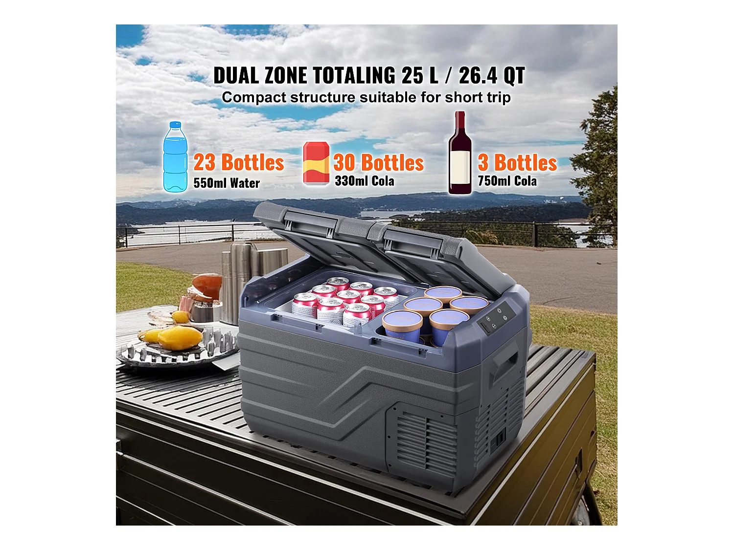 Réfrigérateur de Voiture SucceBuy Réfrigérateur de Voiture Portable 25L à Double Zone pour la Maison et la Voiture