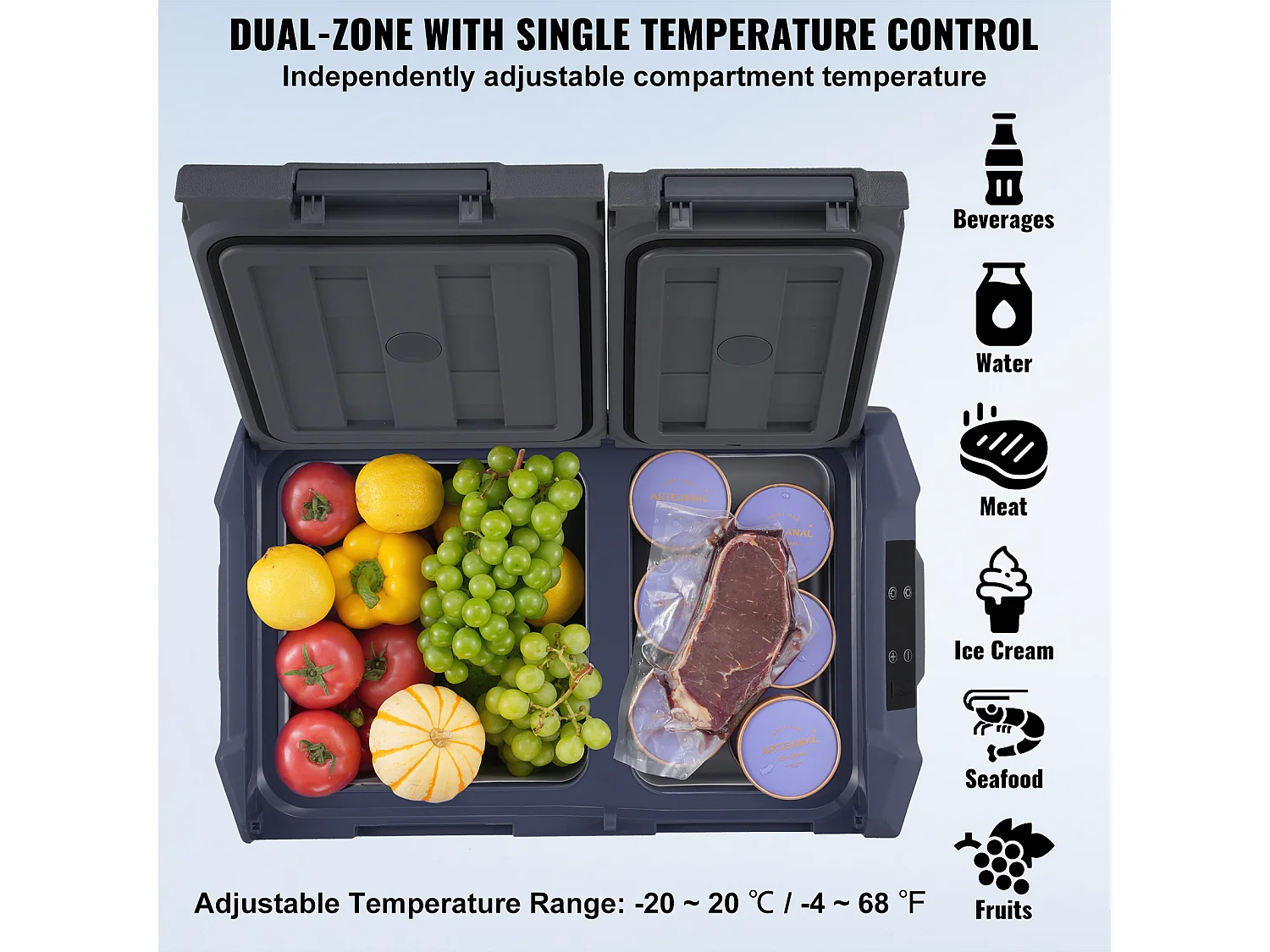Lodówka Samochodowa SucceBuy 25L Przenośna Lodówka Samochodowa Dwustrefowa do Domu i Samochodu