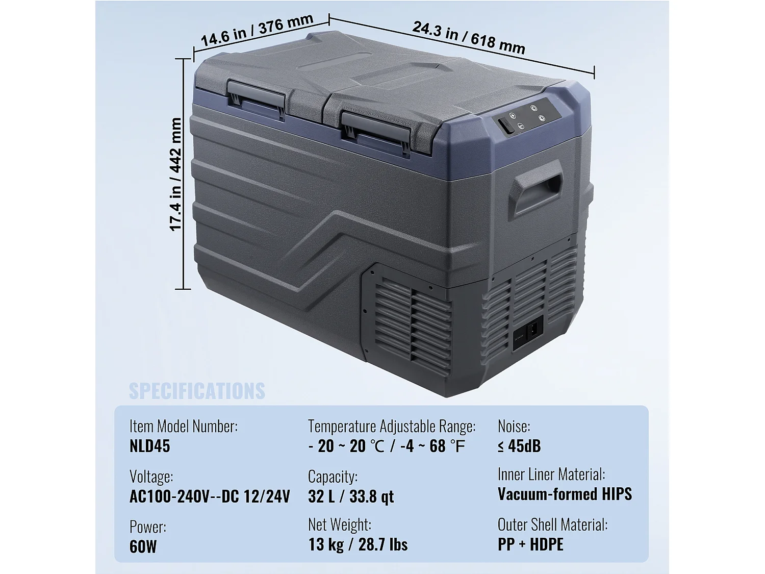 Lodówka Samochodowa SucceBuy 32L Przenośna Lodówka Samochodowa Dwustrefowa do Domu i Samochodu
