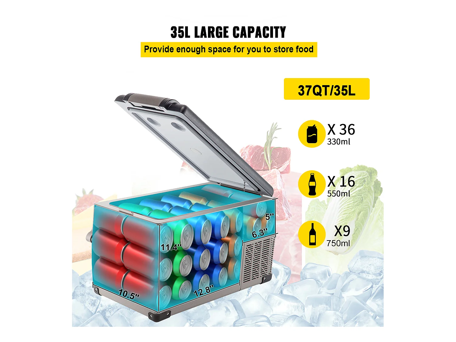 Frigorifero per Auto SucceBuy Frigorifero Portatile Piccolo da 34.82L per Casa, Auto, Veicolo, 220V