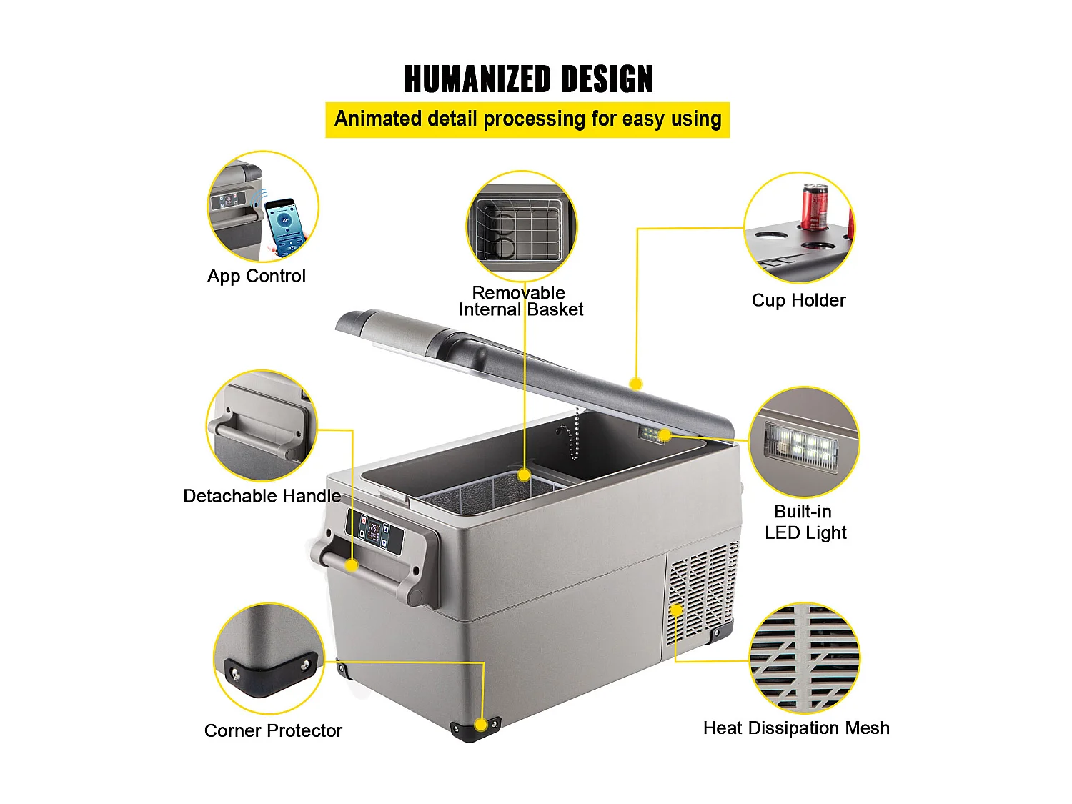 Réfrigérateur de Voiture SucceBuy Réfrigérateur Portable de Petite Taille 34.82L pour la Maison, la Voiture, le Véhicule, 220V