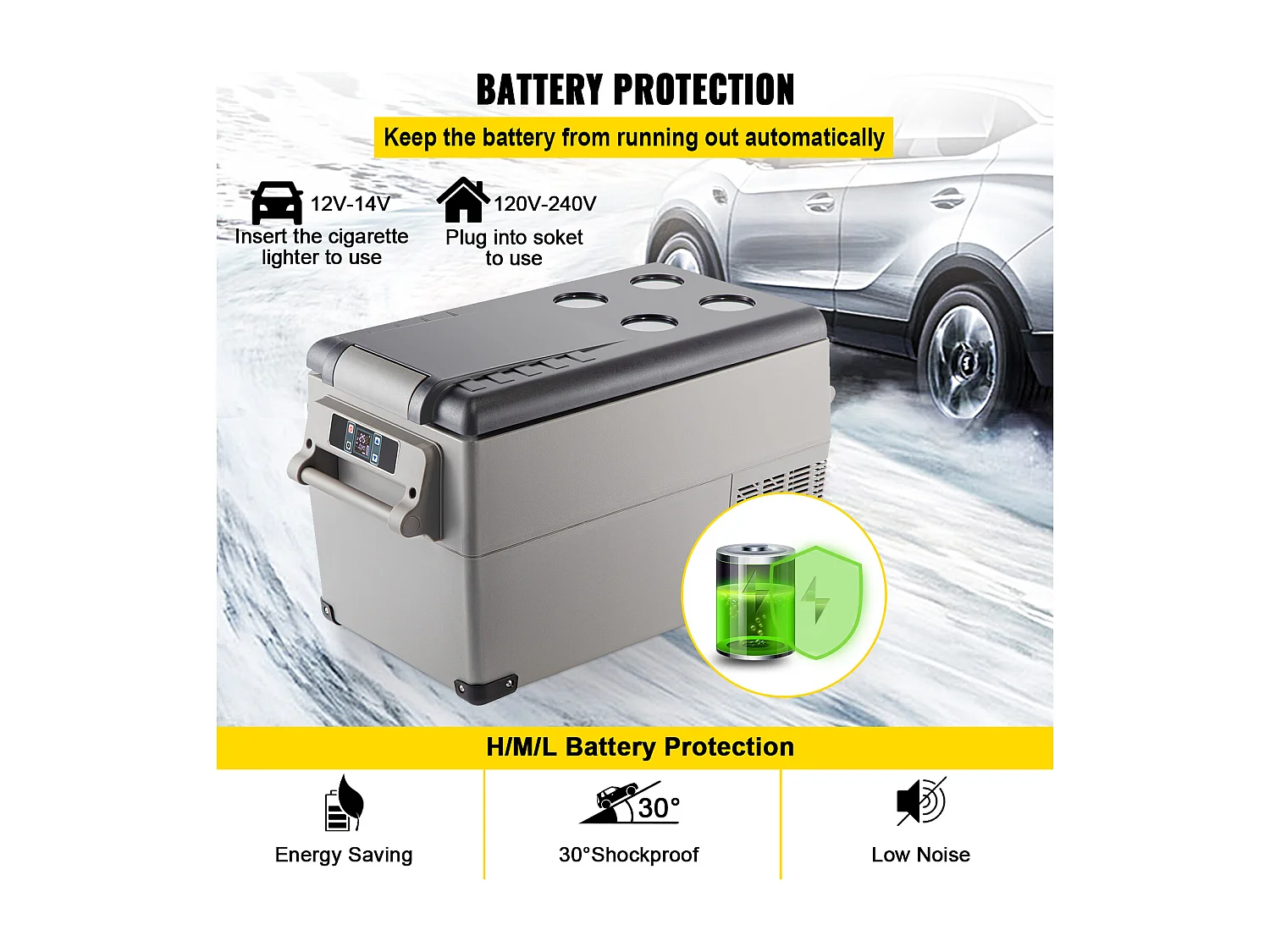 Réfrigérateur de Voiture SucceBuy Réfrigérateur Portable de Petite Taille 34.82L pour la Maison, la Voiture, le Véhicule, 220V