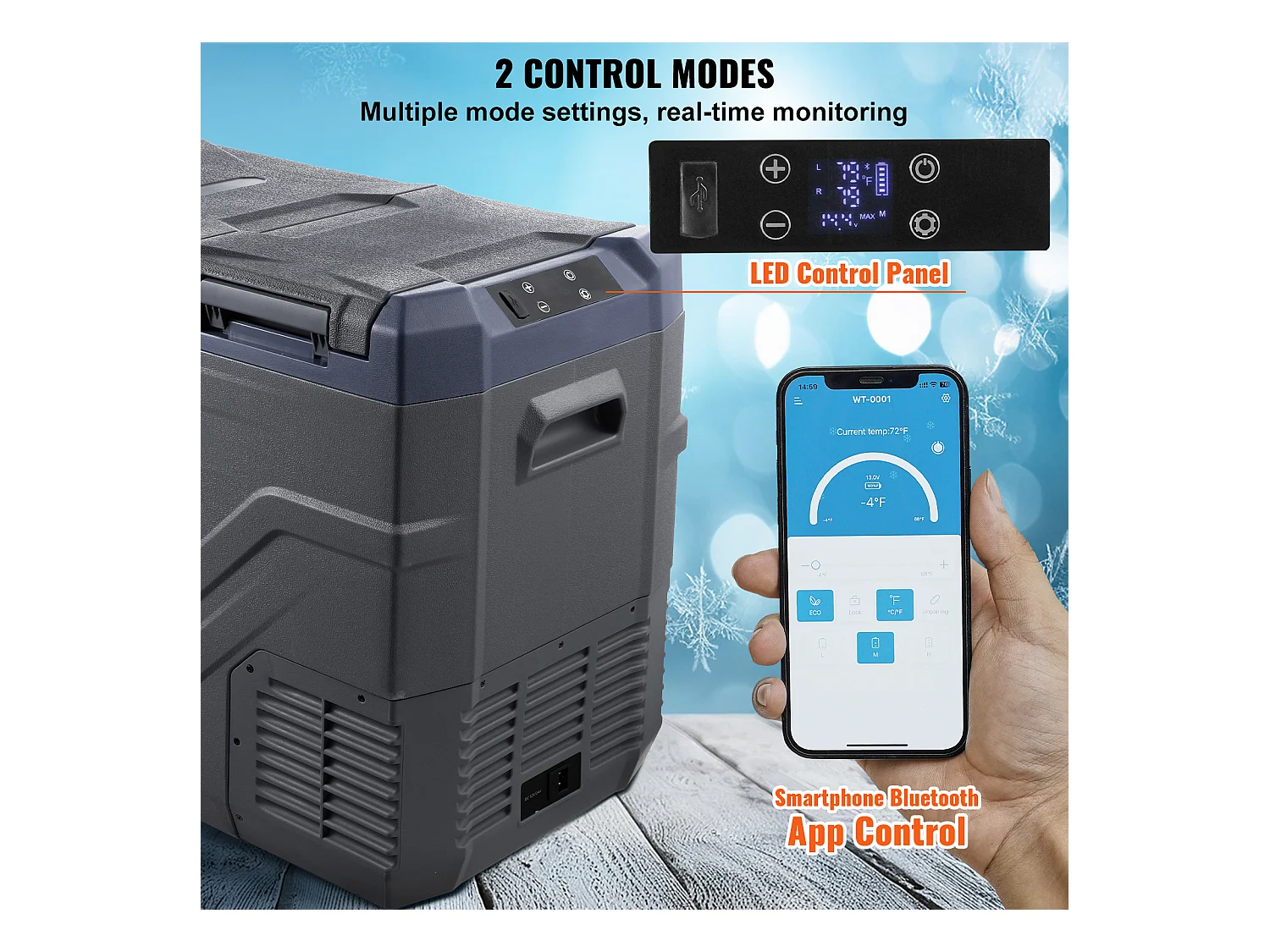 Réfrigérateur de Voiture SucceBuy Réfrigérateur de Voiture Portable 40L Congélateur à Compresseur à Double Zone pour Voiture et Maison