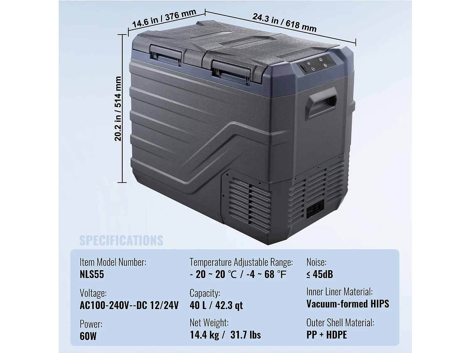 Lodówka Samochodowa SucceBuy 40L Przenośna Lodówka Samochodowa Dwustrefowa Zamrażarka Kompresorowa do Samochodu i Domu