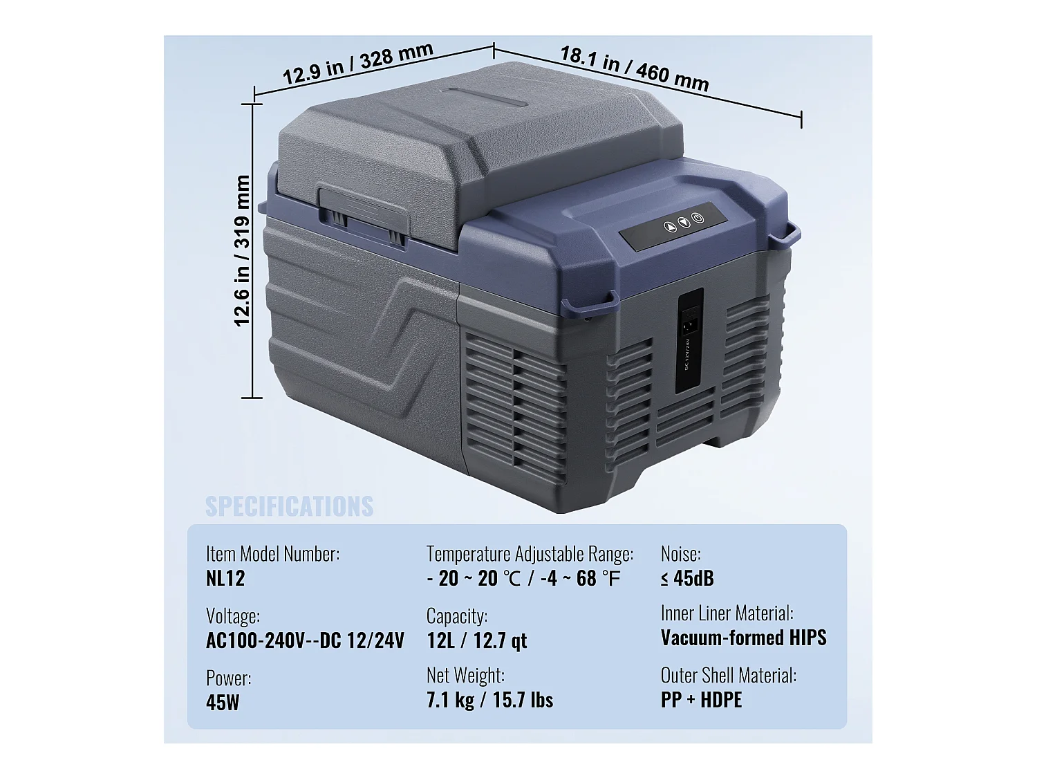 Réfrigérateur de Voiture SucceBuy Réfrigérateur de Voiture Portable 12L Zone Unique pour Voiture et Maison