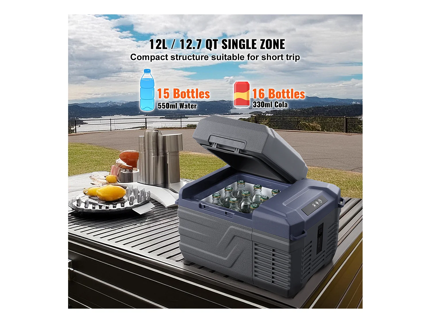 Réfrigérateur de Voiture SucceBuy Réfrigérateur de Voiture Portable 12L Zone Unique pour Voiture et Maison