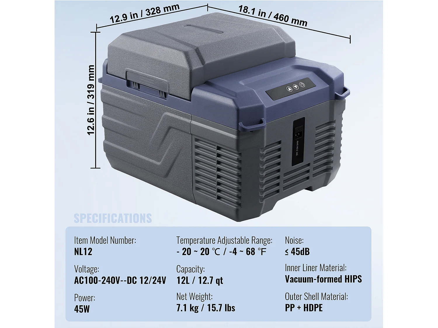 Lodówka Samochodowa SucceBuy 12L Przenośna Lodówka Samochodowa Jednostrefowa do Samochodu i Domu