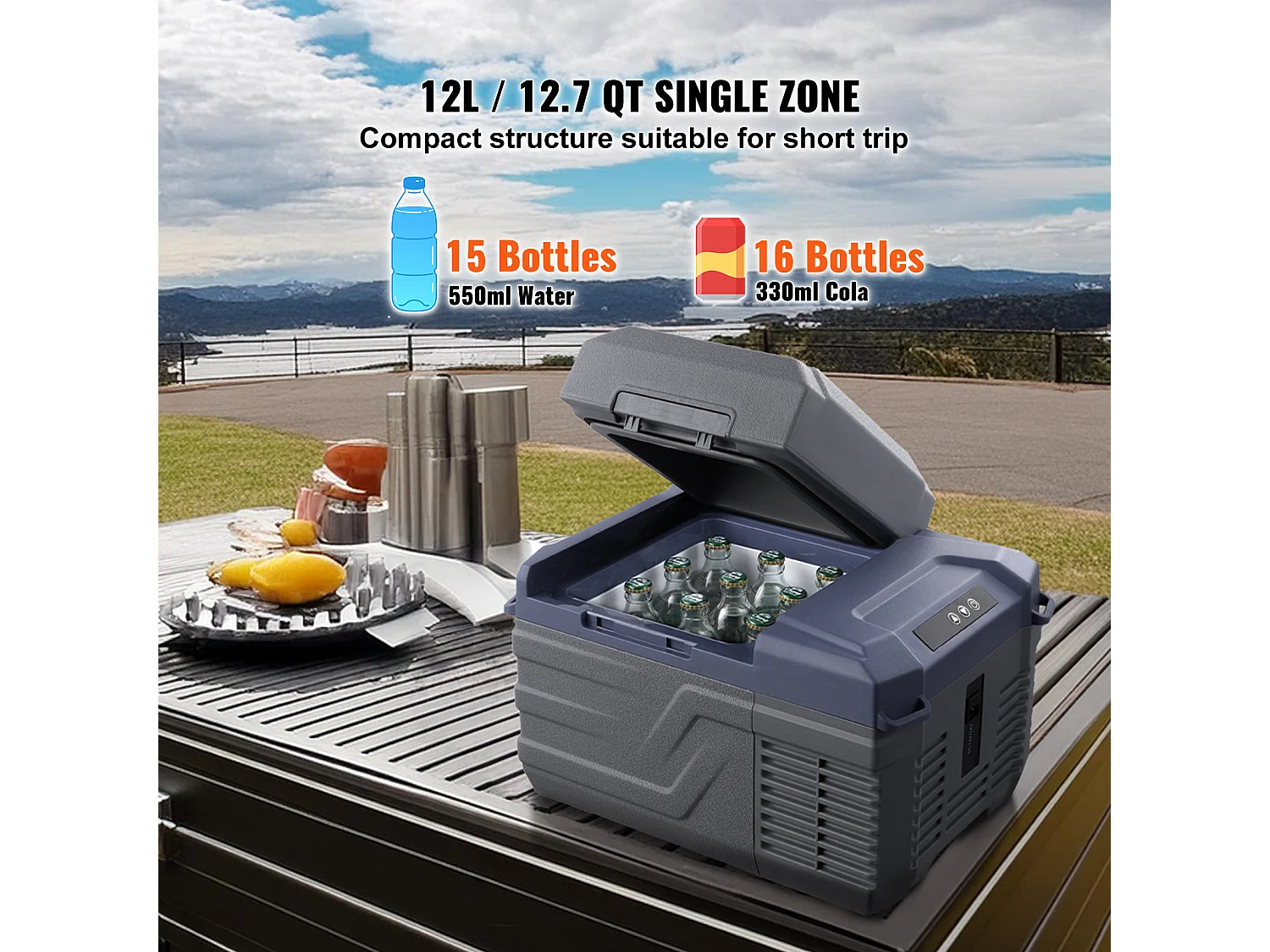 Lodówka Samochodowa SucceBuy 12L Przenośna Lodówka Samochodowa Jednostrefowa do Samochodu i Domu