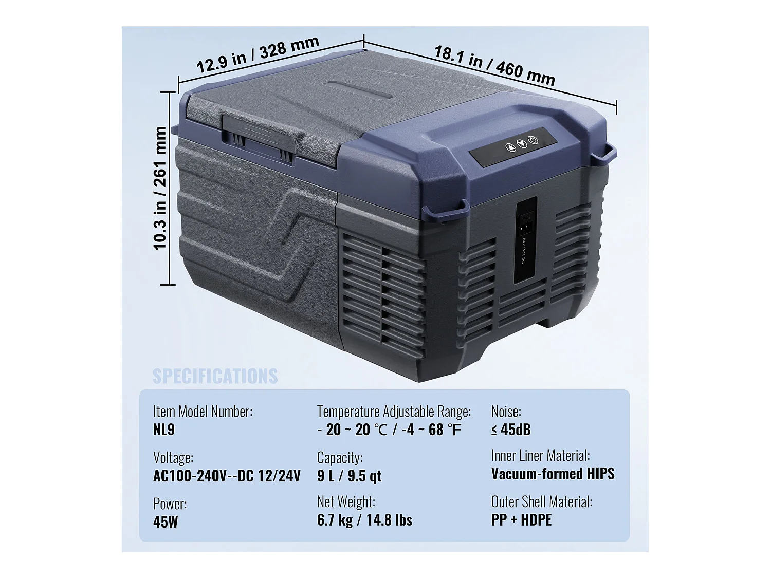 Réfrigérateur de Voiture SucceBuy Réfrigérateur Congélateur Portable pour Voiture 9L à Zone Unique pour les Voyages et la Maison