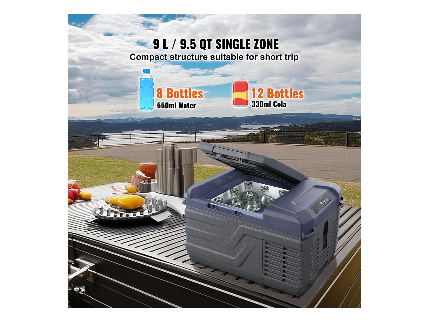 Réfrigérateur de Voiture SucceBuy Réfrigérateur Congélateur Portable pour Voiture 9L à Zone Unique pour les Voyages et la Maison