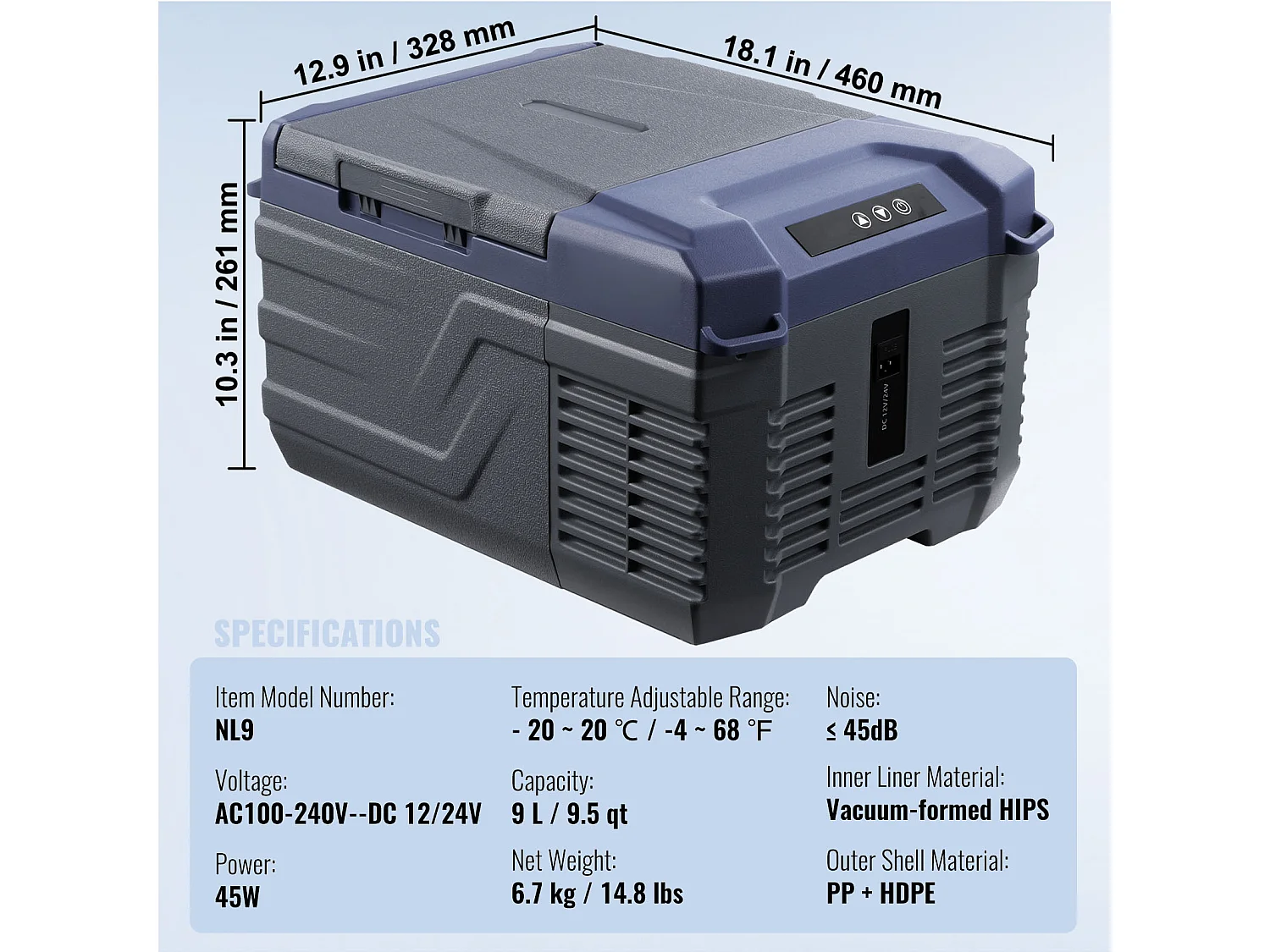 Réfrigérateur de Voiture SucceBuy Réfrigérateur Congélateur Portable pour Voiture 9L à Zone Unique pour les Voyages et la Maison