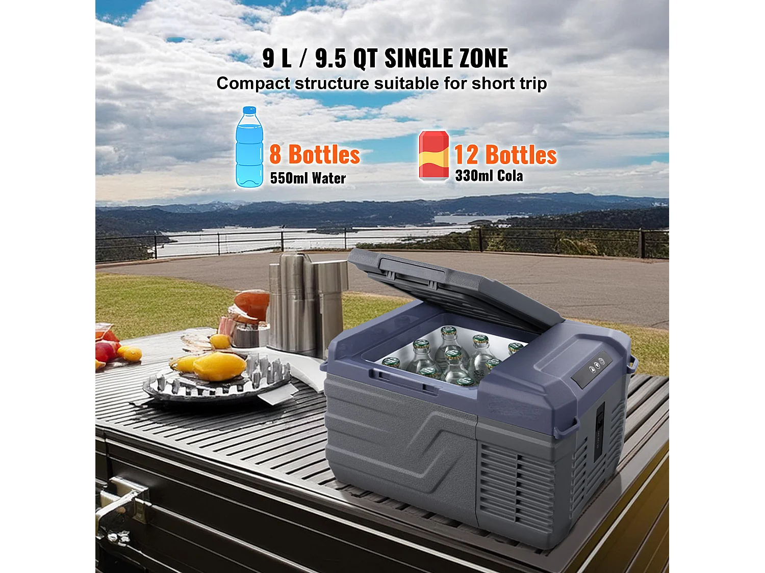 Réfrigérateur de Voiture SucceBuy Réfrigérateur Congélateur Portable pour Voiture 9L à Zone Unique pour les Voyages et la Maison