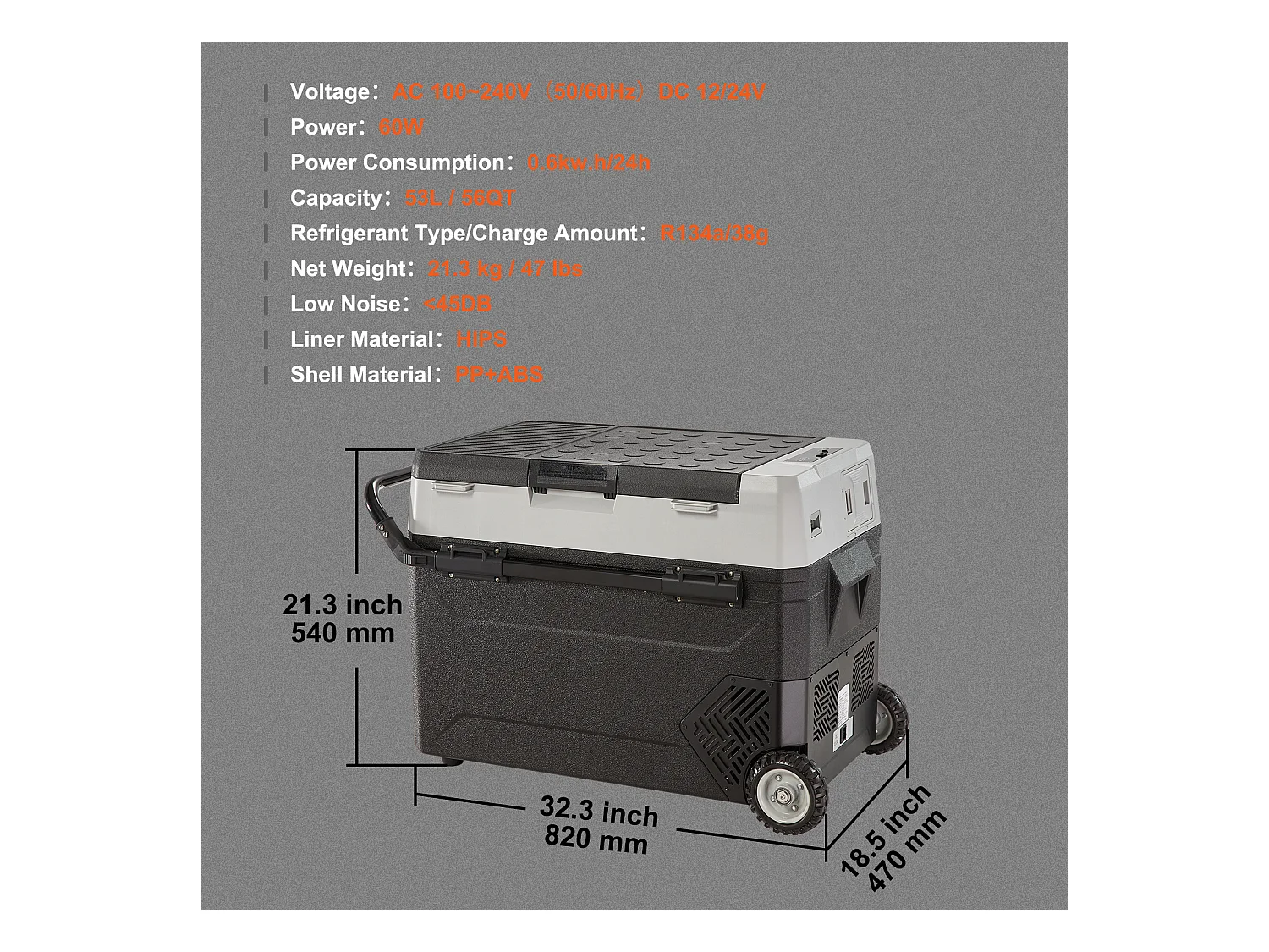 Autokoelkast SucceBuy 53L Draagbare Autokoelkast met Vriezer, Compressor met Twee Zones