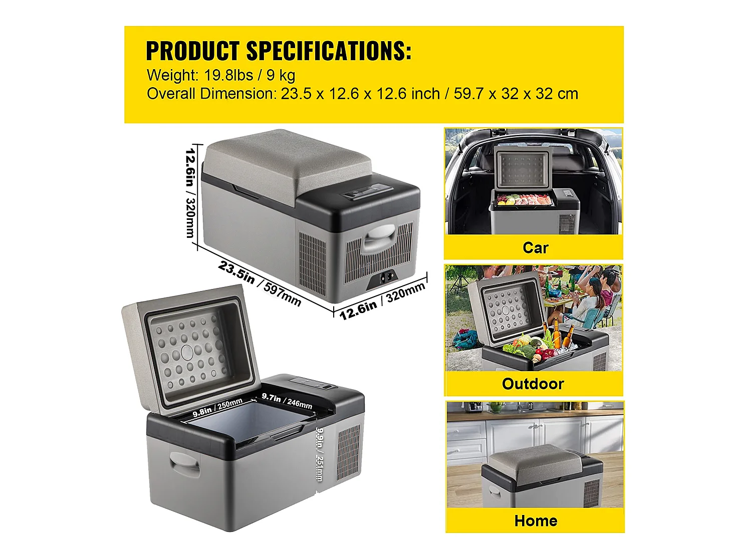 Réfrigérateur de Voiture SucceBuy Petit Réfrigérateur Portable 20L Réfrigérateur de Voiture Congélateur Compact Réfrigérateur 220V