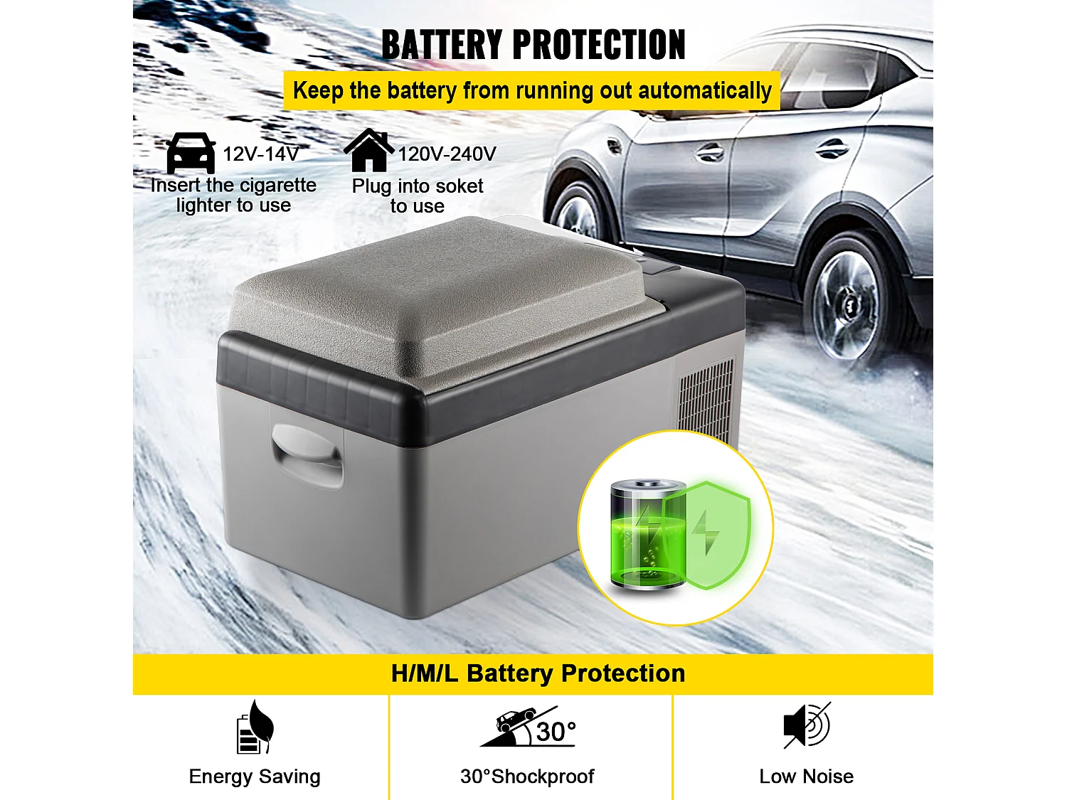 Réfrigérateur de Voiture SucceBuy Petit Réfrigérateur Portable 20L Réfrigérateur de Voiture Congélateur Compact Réfrigérateur 220V