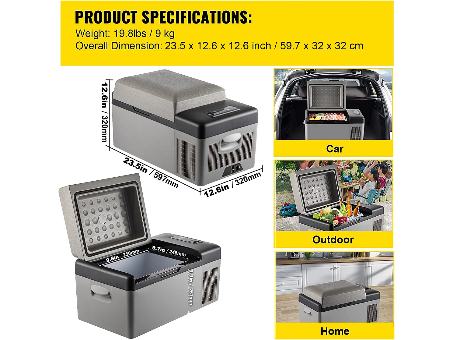 Lodówka Samochodowa SucceBuy Mała Przenośna Lodówka 20L Lodówka Samochodowa Kompaktowa Zamrażarka Lodówka 220V